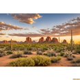 thumbnail image 1 of Western Desert Sce Photography Backdrop Dusk Desert Cactus Mountain Shrub Hillside Natural Landscape Portrait Photo Background, 1 of 5