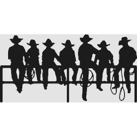 Western Design Vinyl Wall Decal Black - Cowboys On A Fence | DIY Stick And Peel Home Wall Art Decor - 14" x 30" Removable Bedroom Living Room Adhesive Sticker Decoration