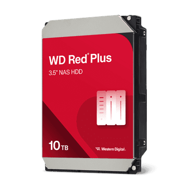 Western Digital 10TB WD Red Plus NAS SATA HDD, 3.5" Internal Hard Drive HDD, 7200 RPM, 256MB Cache, CMR - WD101EFBX