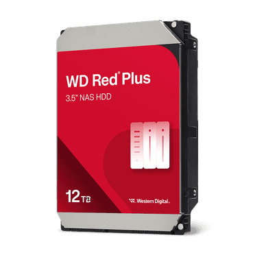 Western Digital 12TB WD Red Plus NAS SATA HDD, 3.5" Internal Hard Drive HDD, 7200 RPM, 256MB Cache, CMR - WD120EFBX