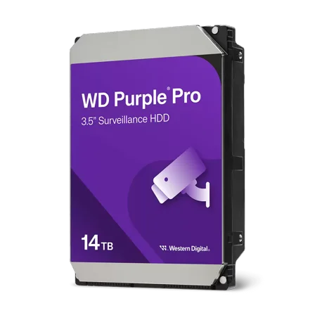 Western Digital 14TB WD Purple Pro Surveillance SATA HDD, 3.5" Internal Hard Drive HDD, 7200 RPM, 512MB Cache, CMR - WD142PURP