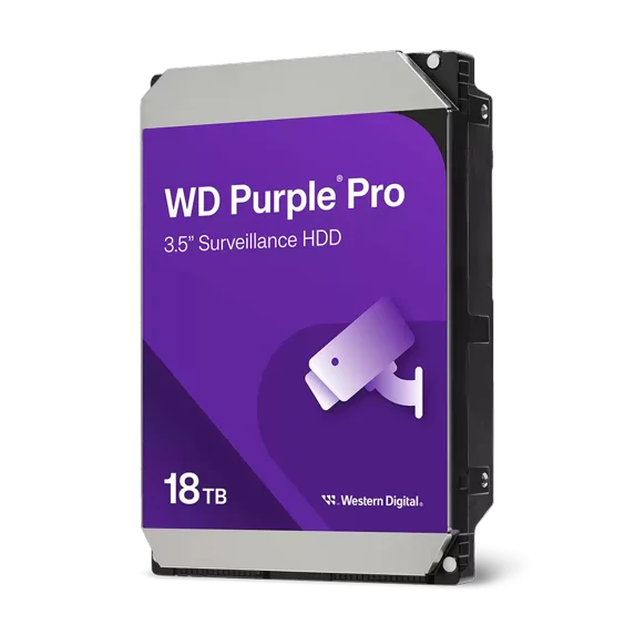 Western Digital 18TB WD Purple Pro Surveillance SATA HDD, 3.5" Internal Hard Drive HDD, 7200 RPM, 512MB Cache, CMR - WD181PURP