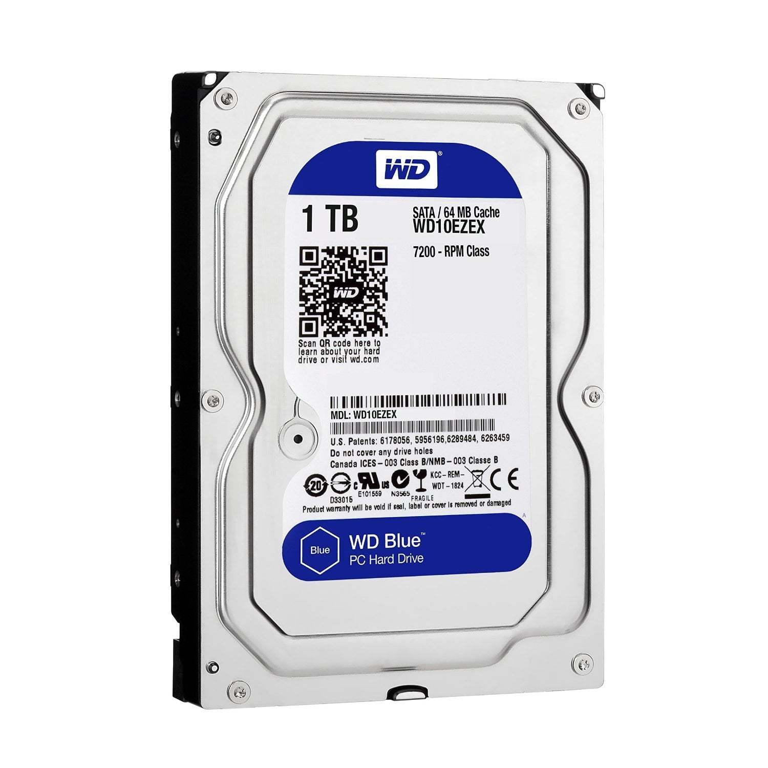 Western Digital WD Blue 1TB HDD - 7200 RPM, 64MB Cache, SATA