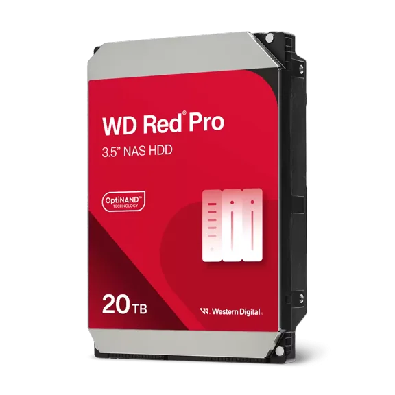 Western Digital 20TB WD Red Pro NAS SATA HDD, 3.5" Internal Hard Drive HDD, 7200 RPM, 512MB Cache, CMR - WD202KFGX