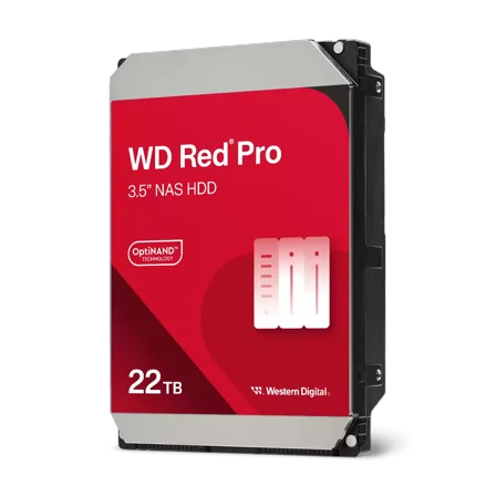 Western Digital 22TB WD Red Pro NAS SATA HDD, 3.5" Internal Hard Drive HDD, 7200 RPM, 512MB Cache, CMR - WD221KFGX