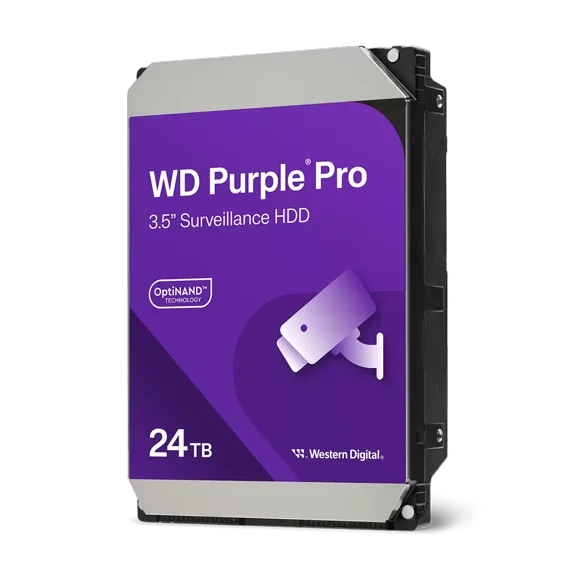 Western Digital 24TB WD Purple Pro Surveillance SATA HDD, 3.5" Internal Hard Drive HDD, 7200 RPM, 512MB Cache, CMR - WD240PURP