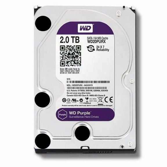 Western Digital  3.5 ft. WD10PURX 2TB Surveillance Internal SATA Hard Drive - Purple