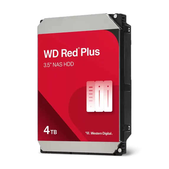 Western Digital 4TB WD Red Plus NAS SATA HDD, 3.5" Internal Hard Drive HDD, 5400 RPM, 256MB Cache, CMR - WD40EFPX