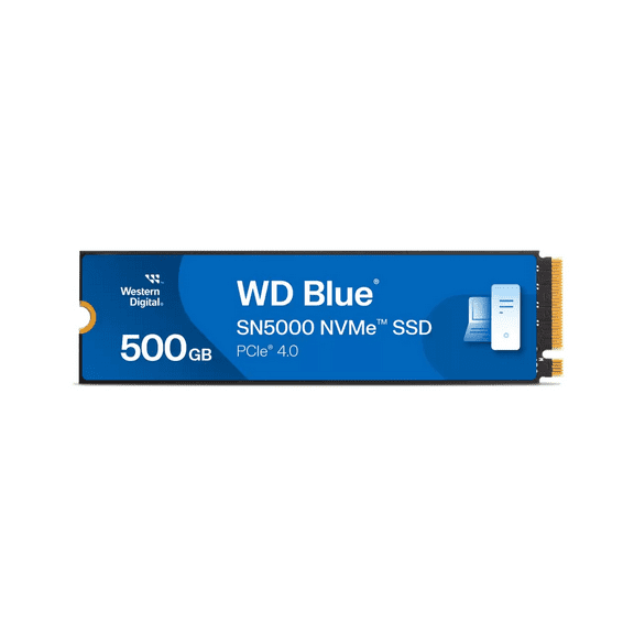 Western Digital 500GB WD Blue SN5000 NVMe SSD, PCIe Gen 4.0, up to 5,000 MB/s Read Speeds Internal Solid State Drive (SSD) WDS500G4B0E