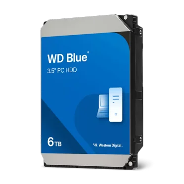Western Digital 6TB WD Blue PC Desktop SATA HDD, 3.5" Internal Hard Drive HDD, 5400 RPM, 256MB Cache, CMR - WD60EZAX
