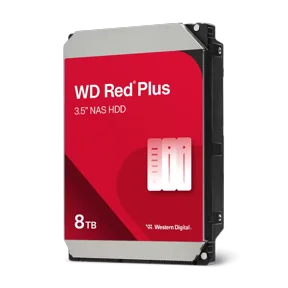 Western Digital 8TB WD Red Plus NAS SATA HDD, 3.5" Internal Hard Drive HDD, 5640 RPM, 256MB Cache, CMR - WD80EFPX