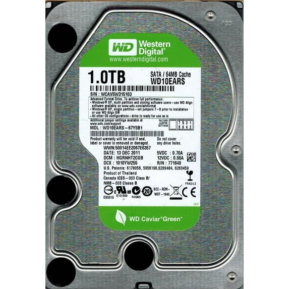 Western Digital WD10EARS-67Y5B1 1TB DCM: HGRNHT2CGB