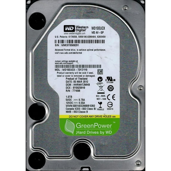 Western Digital WD10EUCX-73YZ1Y0 1TB DCM: HHRNHT2MHB