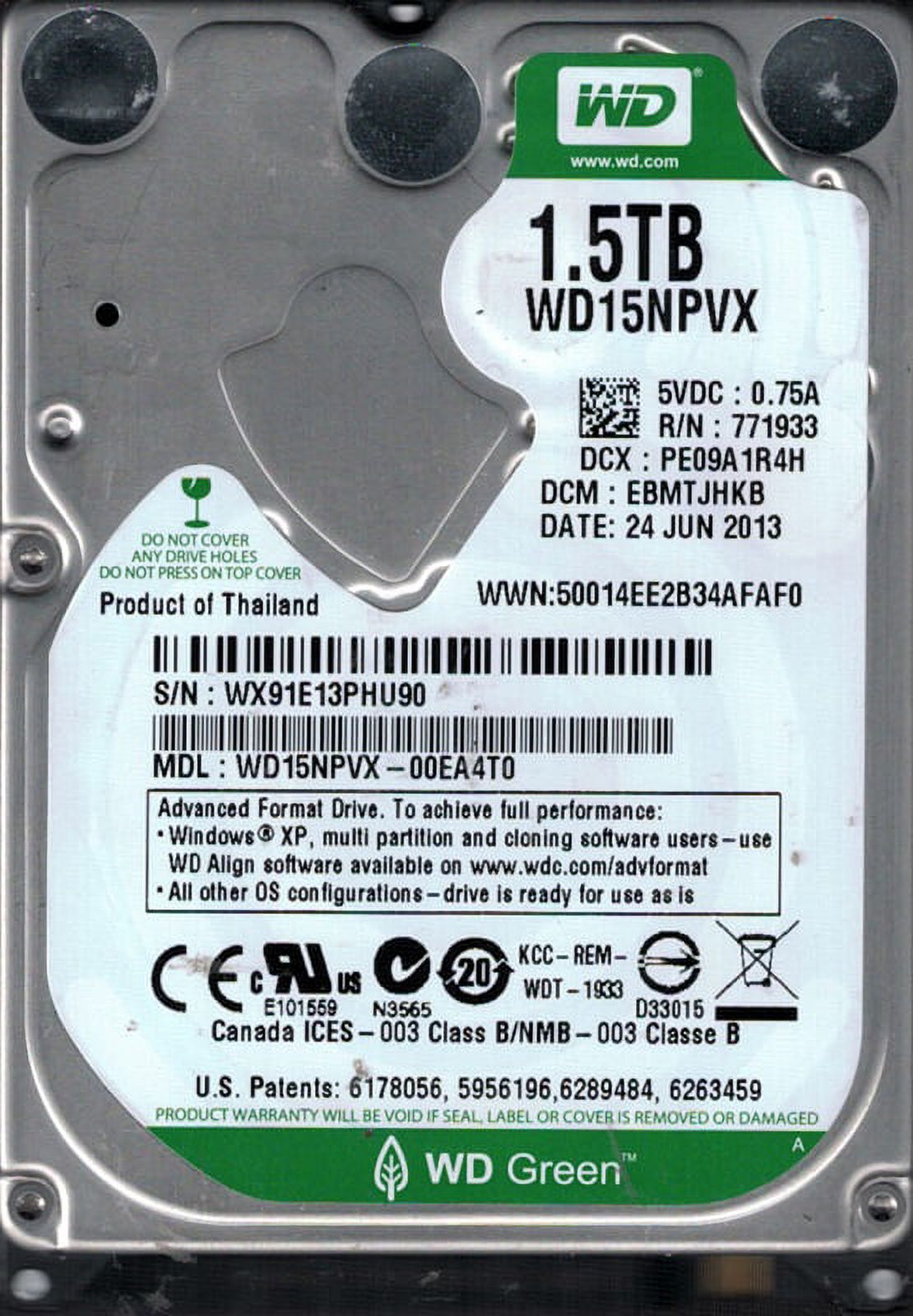Wd15 Back Label Western Digital WD15NPVX-00EA4T0 1.5TB DCM: EBMTJHKB - Walmart.com