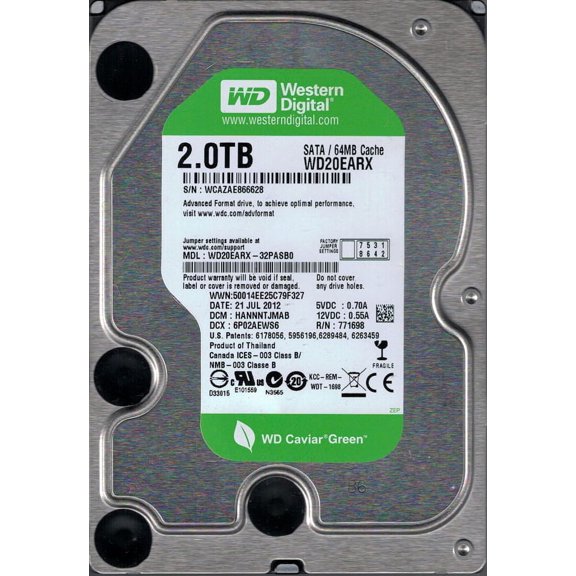 Western Digital WD20EARX-32PASB0 2TB DCM: HANNNTJMAB