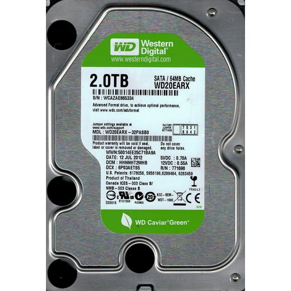 Western Digital WD20EARX-32PASB0 DCM: HHNNHT2MHB 2TB
