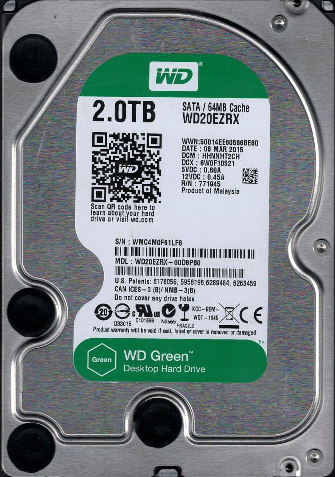 ☆【2TB HDD】WDC WD20EZRX-00D8PB0 SATA 2000GB 3.5インチ HDD 2TB