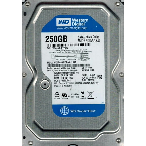 Western Digital WD2500AAKS-61L9A0 DCM: HHRNHT2CE 250GB