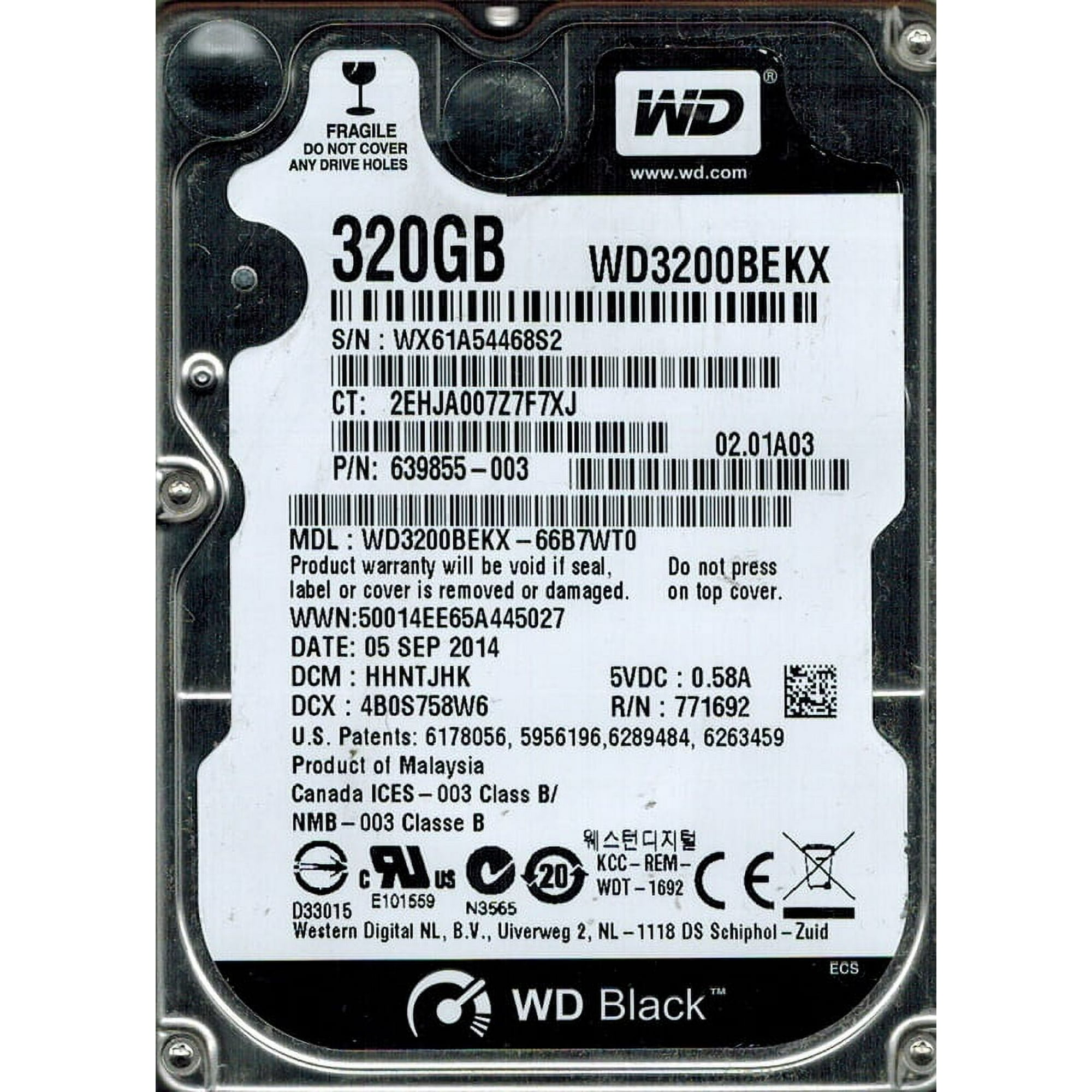 Western Digital WD3200BEKX-66B7WT0 DCM:HHNTJHK 320GB