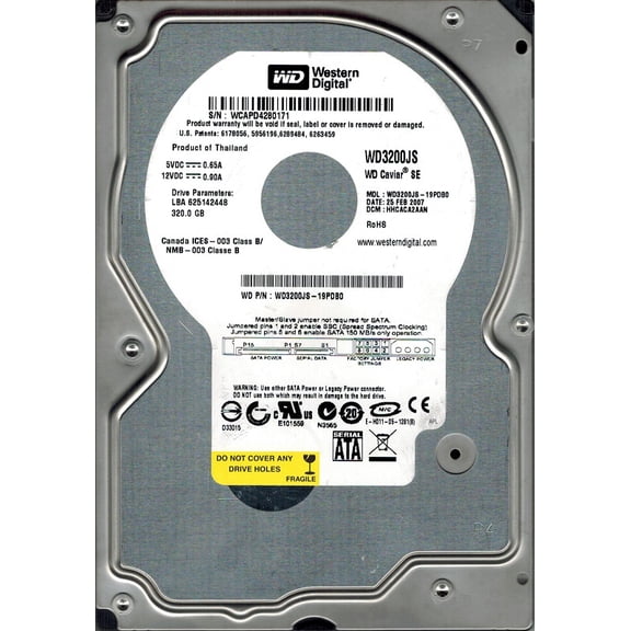 Western Digital WD3200JS-19PDB0 320GB DCM: HHCACA2AAN