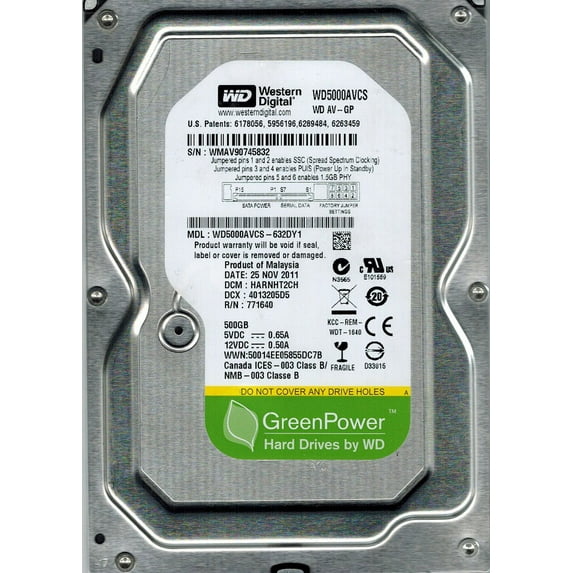 Western Digital WD5000AVCS-632DY1 500GB DCM: HARNHT2CH