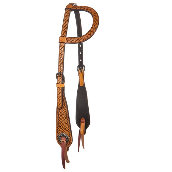 Western Direct Natural Brick Tooled Concho Single Ear H