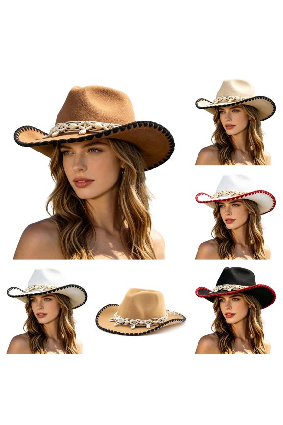 Western Diva Cowboy Hat for and Jazz Fedora Style Party Hat for Stage Dance Performances and Western Leather Hats for Men Western One Size