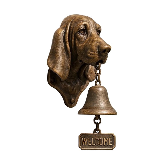 Western Dog Sculpture Welcome Doorbell,Pug, Pekingese, Shih Tzu, Westie Dog Sculpture with "Welcome" Tag, Functional Chime, Easy Installation for Entrances, Patios, Front Porch