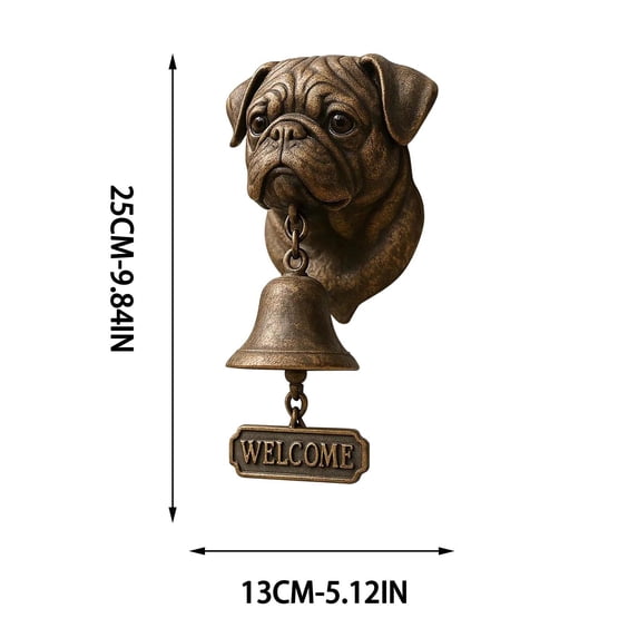 Western Dog Sculpture Welcome Doorbell,Pug, Pekingese, Shih Tzu, Westie Dog Sculpture with "Welcome" Tag, Functional Chime, Easy Installation for Entrances, Patios, Front Porch