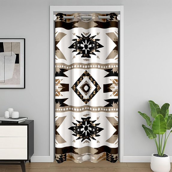 Western Door Curtain For Doorway Privacy,Southwest Aztec Blackout Curtain,Tribe Room Divider Curtain,Black White Brown Closet Curtain,Vintage Bohemian Decor Door Drape 84" x 42"