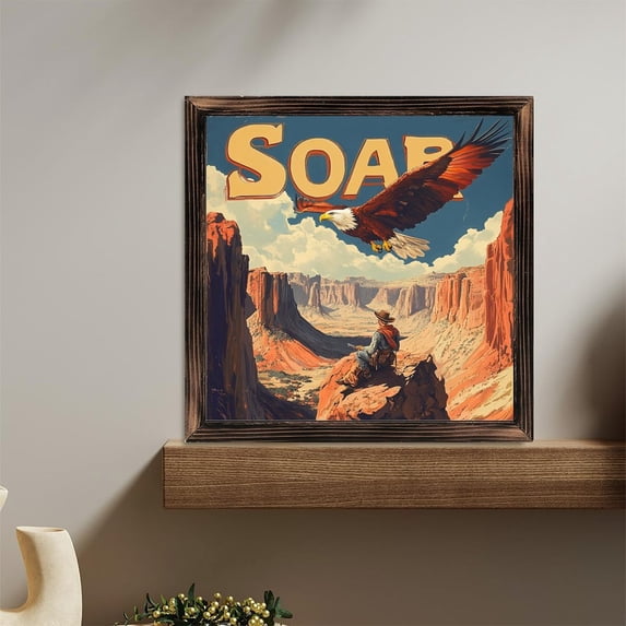 Western Eagle Soap Wooden Sign Wall Plaque - Vintage Art Decoration, Wall Decoration - Ideal Gift For Home Decoration, Living Room, Bathroom, Bedroom, Garden, Dining, Bar, Cafe, Festival Party Deco