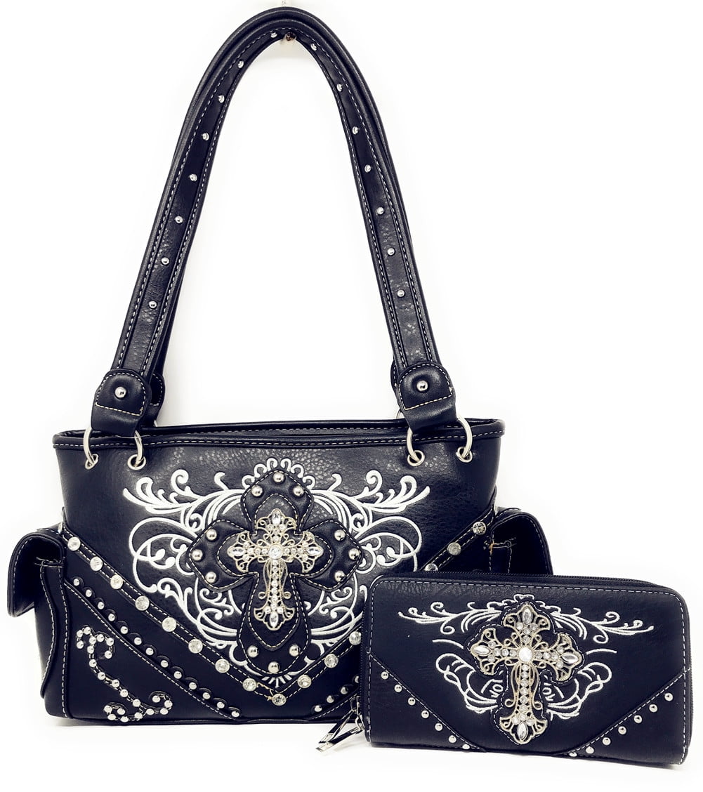 Western Cross Purse Style Country Shoulder Hand Bag & Wallet Set. - Etsy
