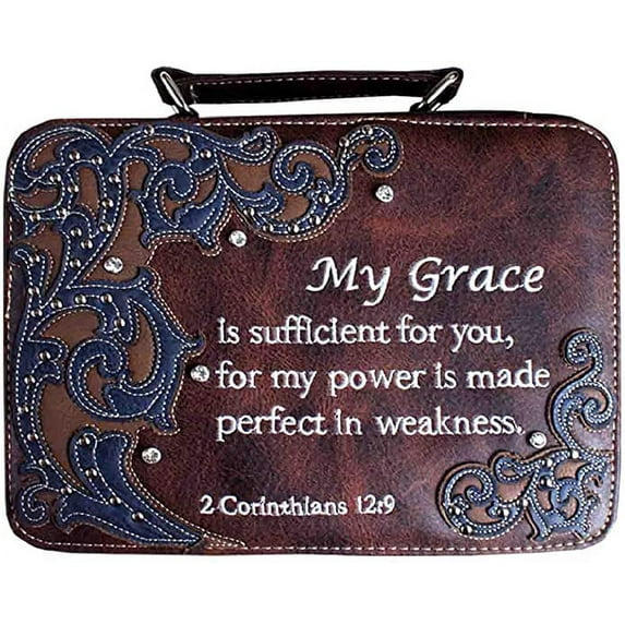 Western Embroidered Scripture Verse Psalm Bible Cover Books Case Cross Extra Strap Messenger Bag