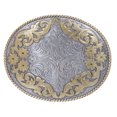 thumbnail image 1 of Western Engraved Oval Two Tone Floral Belt Buckle, 1 of 2