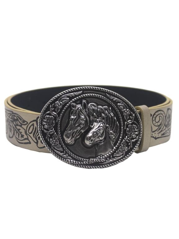 Western Engraved Tooled Leather Belt Strap or Belt,Western Cowboy PU Leathers Belt Men Waist Strap for