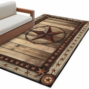 Western Farmhouse 3'x5' Washable Rug, Primitive Rustic Country Retro Texas Star Non-Slip Area Rugs for Entryway Kitchen Classroom, Dorm Throw Carpet, Low Pile Soft Indoor Floor Mat