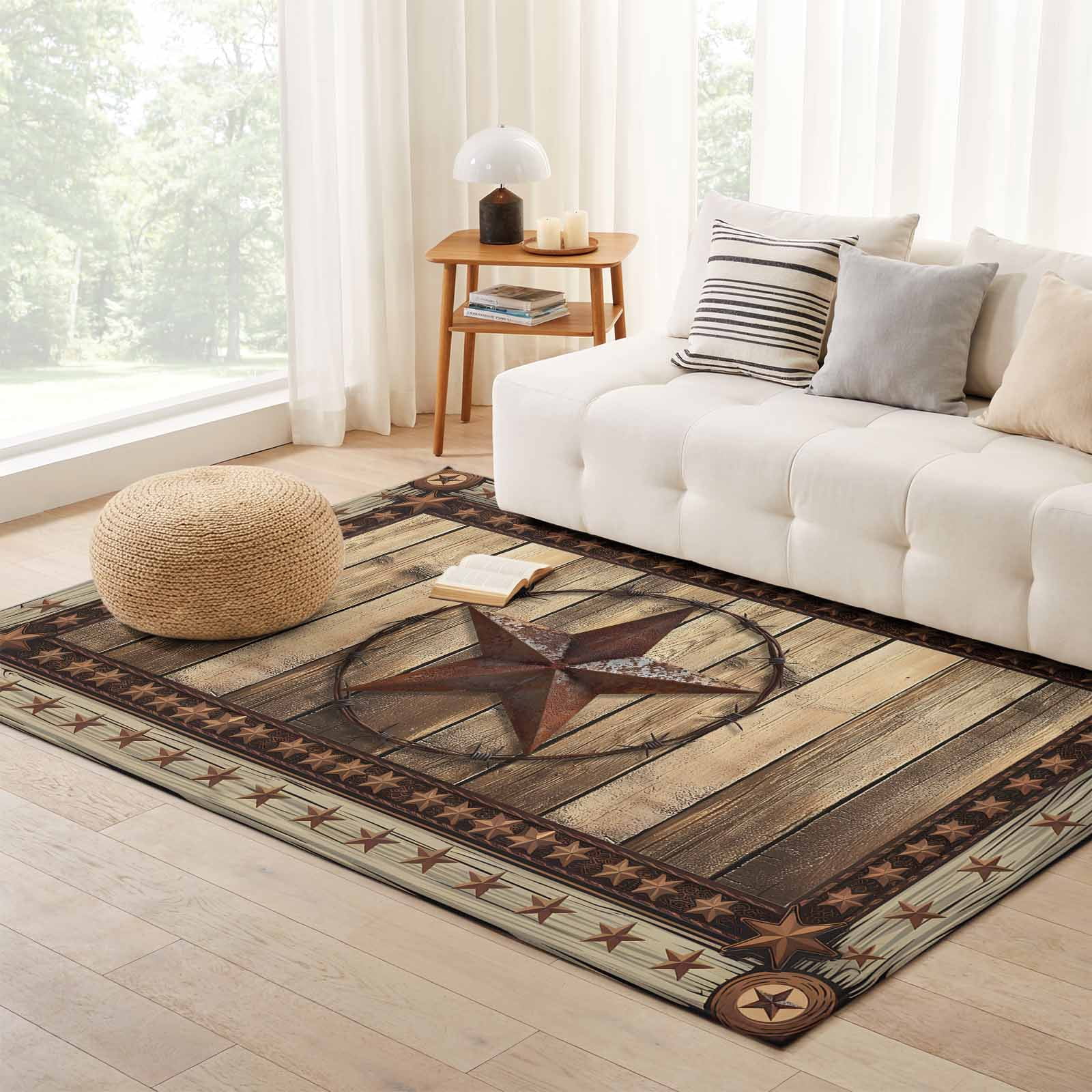 Primitive Country Throw Rugs Western Farmhouse Door Mat 3 x 5 Ft, Nonslip Welcome Area Rug Washable ...