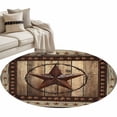 thumbnail image 1 of Western Farmhouse Large Area Rugs for Bedroom Living Room, Soft Non Slip Carpet Bedside Rug, Primitive Rustic Country Retro Texas Star Round Floor Cover Kitchen Accent Rug 4' for Dining Room/Office, 1 of 9