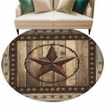 thumbnail image 1 of Western Farmhouse Large Area Rugs for Bedroom Living Room, Soft Non Slip Carpet Bedside Rug, Primitive Rustic Country Retro Texas Star Round Floor Cover Kitchen Accent Rug 7' for Dining Room/Office, 1 of 9