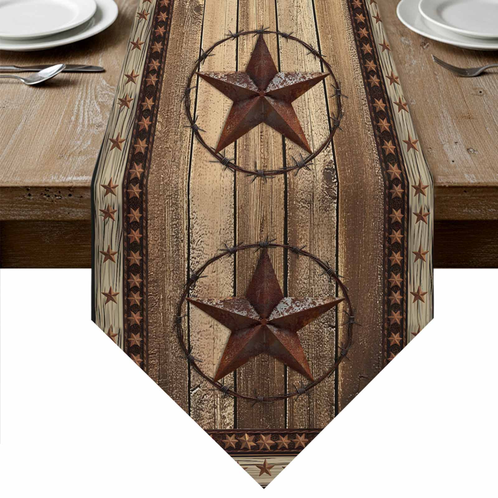 Western Rustic Table Runner Western Farmhouse Table Runner Linen Burlap Table Runner 60 Inches Long ...