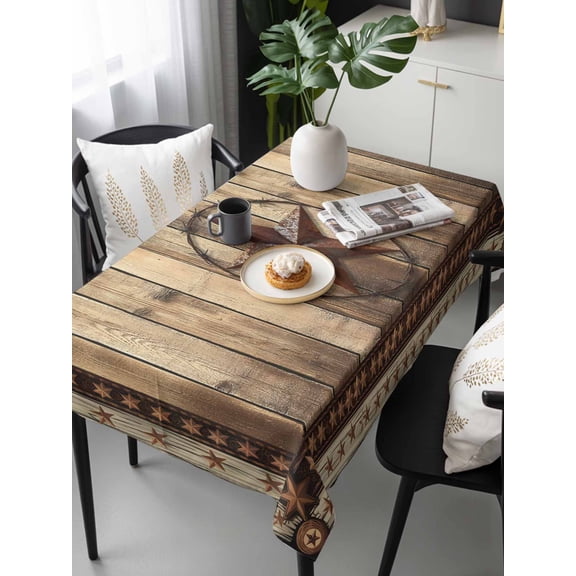 Western Farmhouse Tablecloth Rectangle Table Cloth 60x120, Waterproof Tablecloth Outdoor Table Cloth, Primitive Rustic Country Retro Texas Star Washable Table Cover for Kitchen Dinning Party
