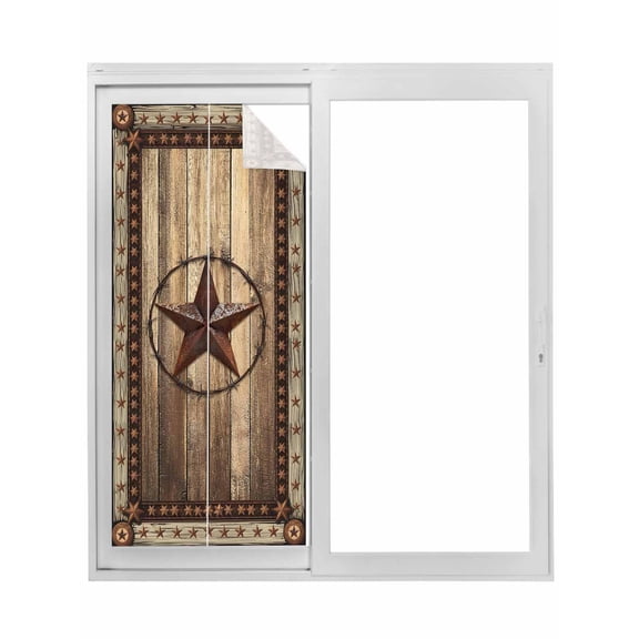 Western Farmhouse Window Privacy Film, Primitive Rustic Country Retro Texas Star Static Cling UV Sun Blocking Tint Film Heat Control Windows Films for Bedroom Bathroom, Window Stickers 17.7"x39.3"