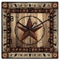 thumbnail image 1 of Western Farmhouse Wooden Wall Clock Silent Non Ticking, Primitive Rustic Country Retro Texas Star Square Wall Clocks Battery Operated, Decor Clock for Home Office, Living Room, Kitchen, 10 Inch, 1 of 9