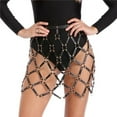 thumbnail image 1 of Western Fashion 14545 Leather Criss Cross Skirt, Black & Gold - One Size, 1 of 1