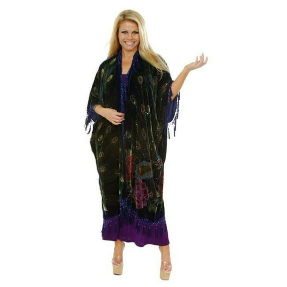 Western Fashion 1825-PUR Peacock Kaftan Shawl, Purple