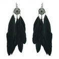 thumbnail image 1 of Western Fashion 22352 Earring with Feathers, Burnished Silver & Black, 1 of 1