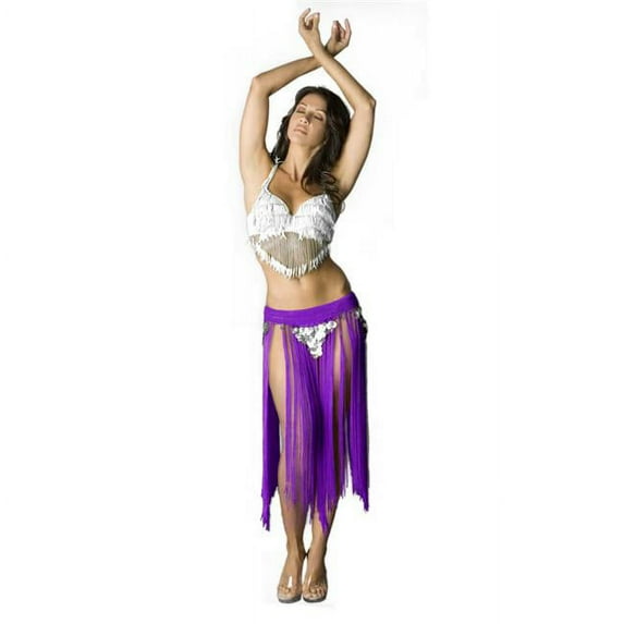 Western Fashion 541-RPRP-S Gypsy Belt with Fringes & Coins, Royal Purple & Silver
