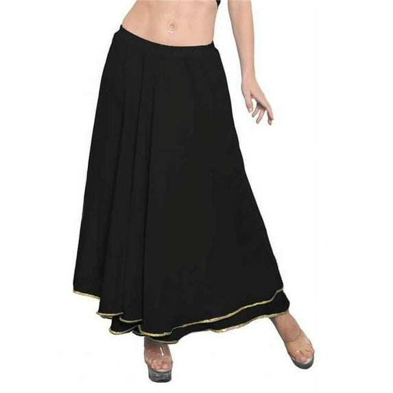 Western Fashion 568-BKG-MDL Skirt with Sequins, Black & Gold - Medium & Large