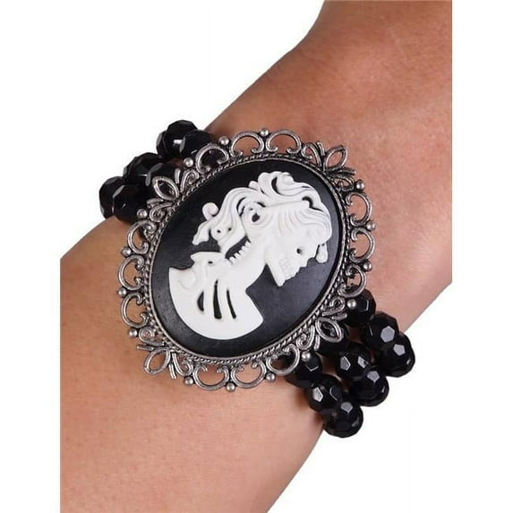 Western Fashion 69015 2 x 1.75 x 5.5 in. Bracelet with Beads & Cameo, Black
