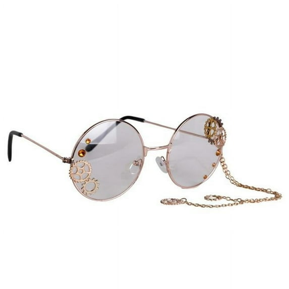 Western Fashion 69135-RG Steampunk Glasses Spectacles with Gears, Rose Gold